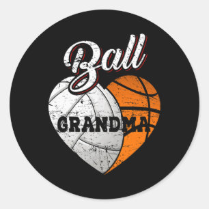 Ball Oma Volleyball Basketball Herz Runder Aufkleber