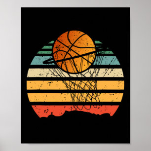 Ball on Basket Basketball Vintag Sport Player Coa Poster