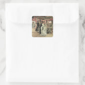 Ball on Shipboard von James Tissot, Viktorianisch Quadratischer Aufkleber (Tasche)