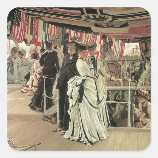 Ball on Shipboard von James Tissot, Viktorianisch Quadratischer Aufkleber (Vorderseite)