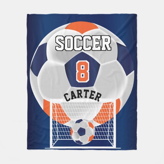 ⚽ Ball - Orange, Weiß und Blau Fleecedecke (Vorderseite)