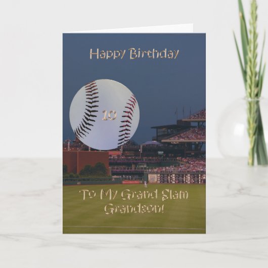 Ball Park 10. Geburtstag Grandson Card Karte (Vorderseite)