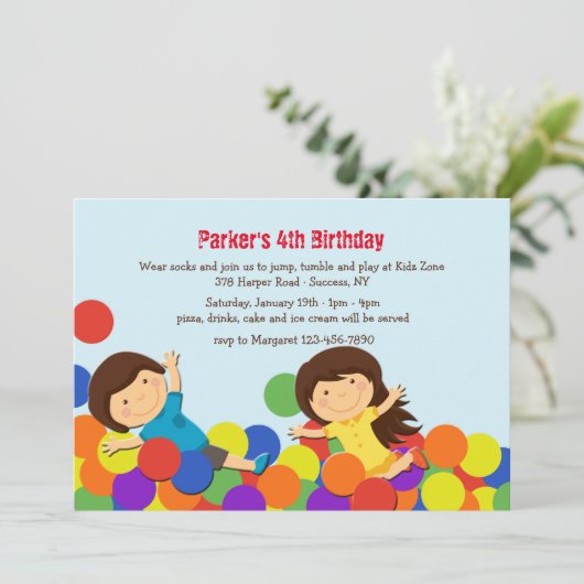 Ball Pit Party Einladung (Stehend Vorderseite)