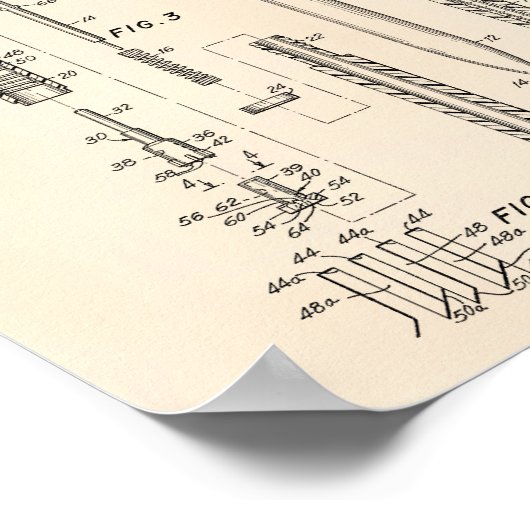 Ball Point Pen 1966 Patent Art Old Peper Poster (Ecke)