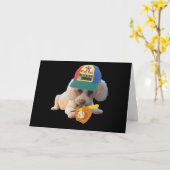 Ball Poodle Grußkarte spielen Karte (Gelbe Blume)