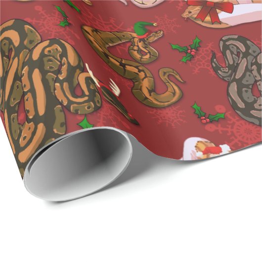 Ball Python Morph Holiday Red Geschenkpapier (Rolleneckpunkt)