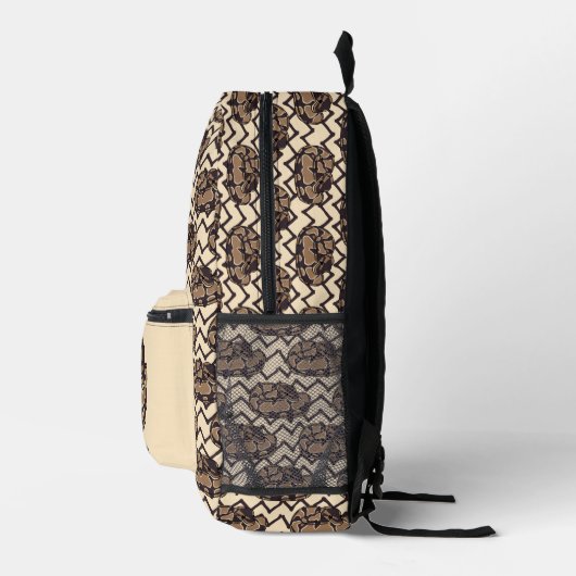 Ball Python Snake, Brown und Tan Illustriert Bedruckter Rucksack (Rechts)