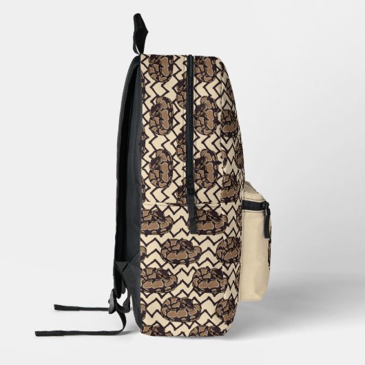 Ball Python Snake, Brown und Tan Illustriert Bedruckter Rucksack (Links)