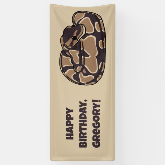Ball Python Snake, Brown und Tan Personalisiert Banner (Vertikal)