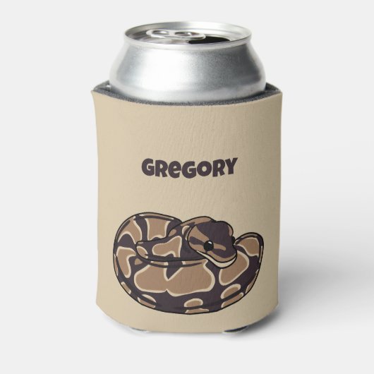 Ball Python Snake, Brown und Tan Personalisiert Dosenkühler (Kanne Rückseite)
