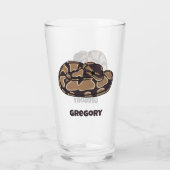 Ball Python Snake, Brown und Tan Personalisiert Glas (Rückseite)