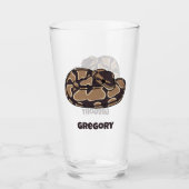 Ball Python Snake, Brown und Tan Personalisiert Glas (Vorderseite)