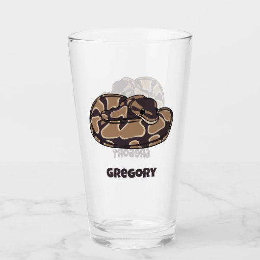 Ball Python Snake, Brown und Tan Personalisiert Glas (Vorderseite)