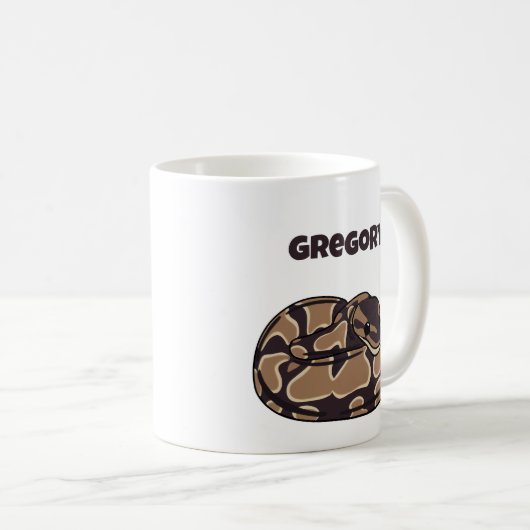 Ball Python Snake, Brown und Tan Personalisiert Kaffeetasse (VorderseiteRechts)