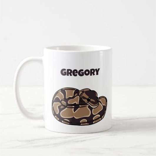 Ball Python Snake, Brown und Tan Personalisiert Kaffeetasse (Links)