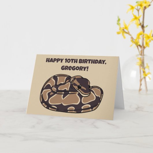 Ball Python Snake, Brown und Tan Personalisiert Karte (Gelbe Blume)