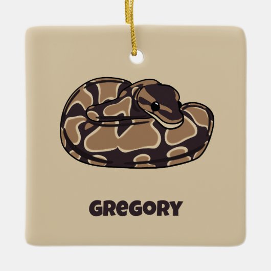 Ball Python Snake, Brown und Tan Personalisiert Keramikornament (Vorderseite)