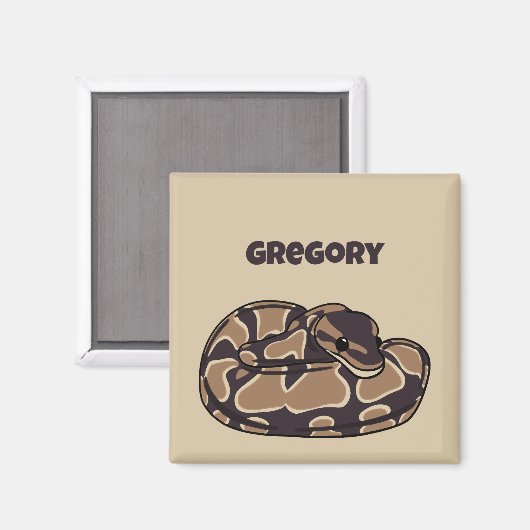 Ball Python Snake, Brown und Tan Personalisiert Magnet (Vorderseite/Rückseite)