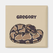Ball Python Snake, Brown und Tan Personalisiert Magnet (Vorne)