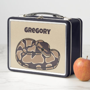 Ball Python Snake, Brown und Tan Personalisiert Metall Brotdose