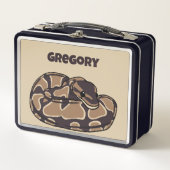 Ball Python Snake, Brown und Tan Personalisiert Metall Brotdose (Vorderseite)