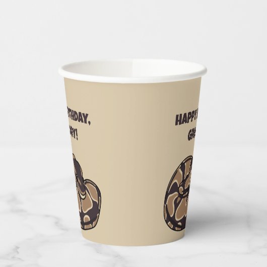 Ball Python Snake, Brown und Tan Personalisiert Pappbecher (Links)