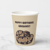 Ball Python Snake, Brown und Tan Personalisiert Pappbecher (Vorderseite)