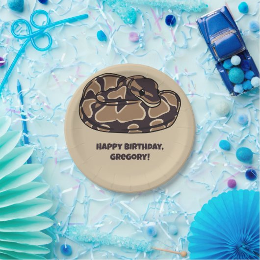 Ball Python Snake, Brown und Tan Personalisiert Pappteller (Party)