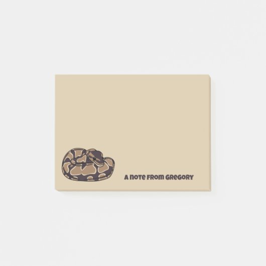 Ball Python Snake, Brown und Tan Personalisiert Post-it Klebezettel (Vorderseite)