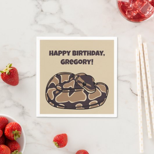 Ball Python Snake, Brown und Tan Personalisiert Serviette (Beispiel)