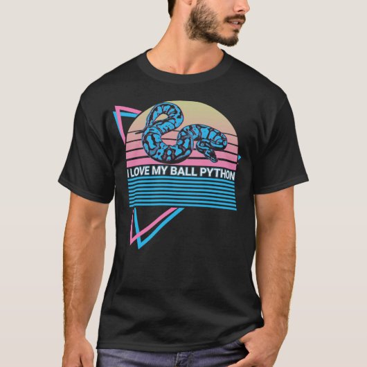 Ball Python Snake Retro I Liebe My Ball Python T-Shirt (Vorderseite)