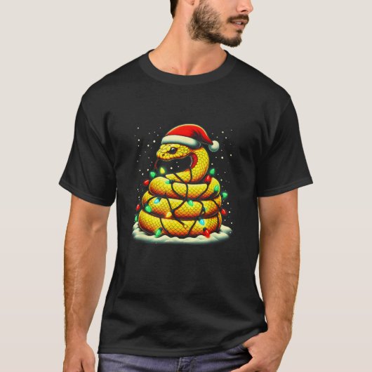 Ball Python Snake Surrounded By Christmas Lights S T-Shirt (Vorderseite)