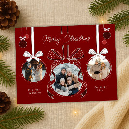 Ball Ribbon Rote Weihnachtsschmuck Drei Fotos Postkarte