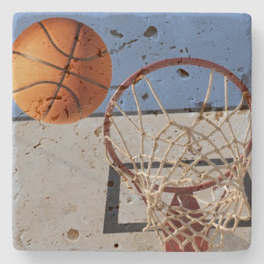 Ball Scoring Points beim Basketball, Steinuntersetzer (Vorderseite)