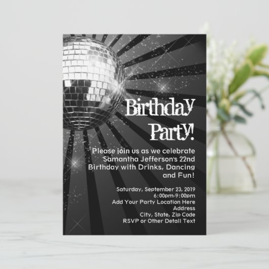 Ball Sparkling Disco Einladung (Stehend Vorderseite)