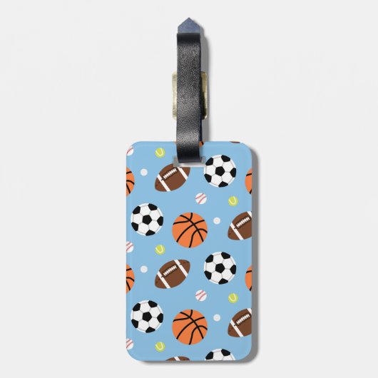 Ball-Sport - themenorientiertes Muster für Jungen Gepäckanhänger (Rückseite vertikal)