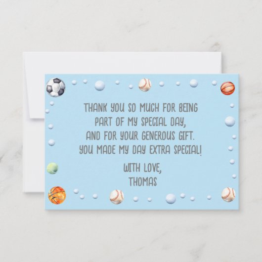 Ball Sports Kindergeburtstag Dankeskarte (Vorderseite)