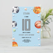 Ball Sports Kindergeburtstag Einladung (Stehend Vorderseite)