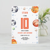 Ball Sports Kindergeburtstag Einladung (Stehend Vorderseite)