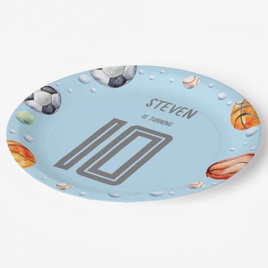 Ball Sports Kindergeburtstag Pappteller (Schrägansicht)