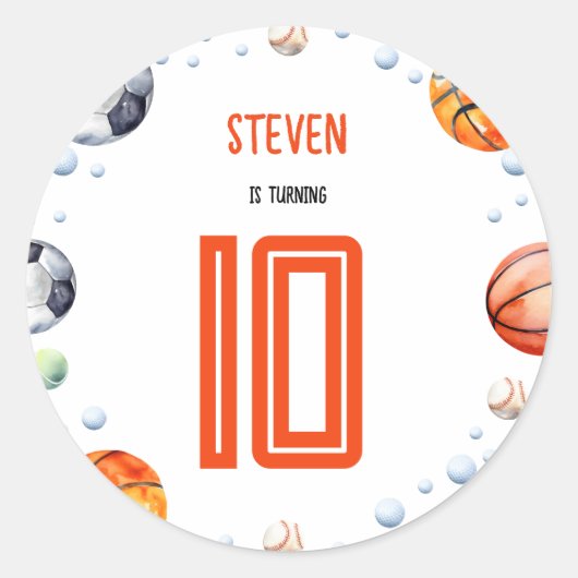 Ball Sports Kindergeburtstag Runder Aufkleber (Vorderseite)