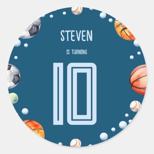 Ball Sports Kindergeburtstag Runder Aufkleber (Vorderseite)