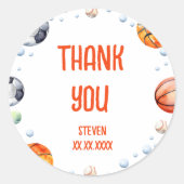 Ball Sports Kindergeburtstag Runder Aufkleber (Vorderseite)