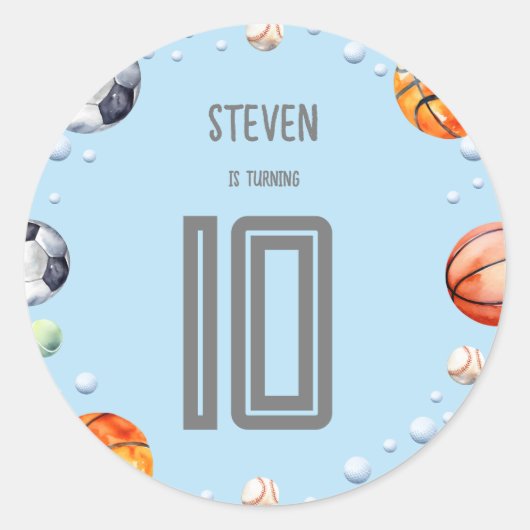 Ball Sports Kindergeburtstag Runder Aufkleber (Vorderseite)