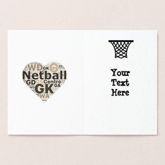 Ball Theme Netball Coach Danke Gold Folienkarte (Innenseite)