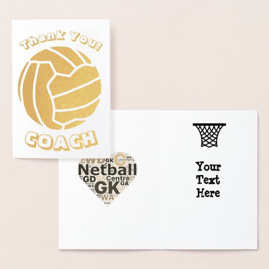 Ball Theme Netball Coach Danke Gold Folienkarte (Anzeige)