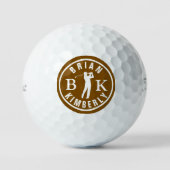 Ball with Golfers Name & initials - monogram brown (Vorderseite)
