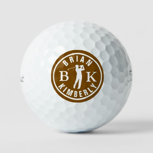 Ball with Golfers Name & initials - monogram brown (Vorderseite)