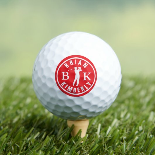 Ball with Golfers Name & initials - red monogram (Insitu T-Shirt)