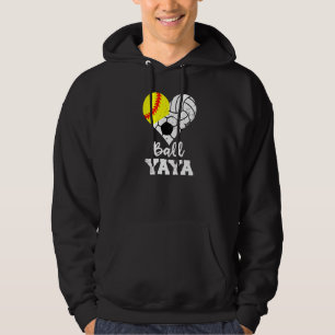 Ball Yaya Heart Softball Volleyball Soccer Yaya Hoodie
